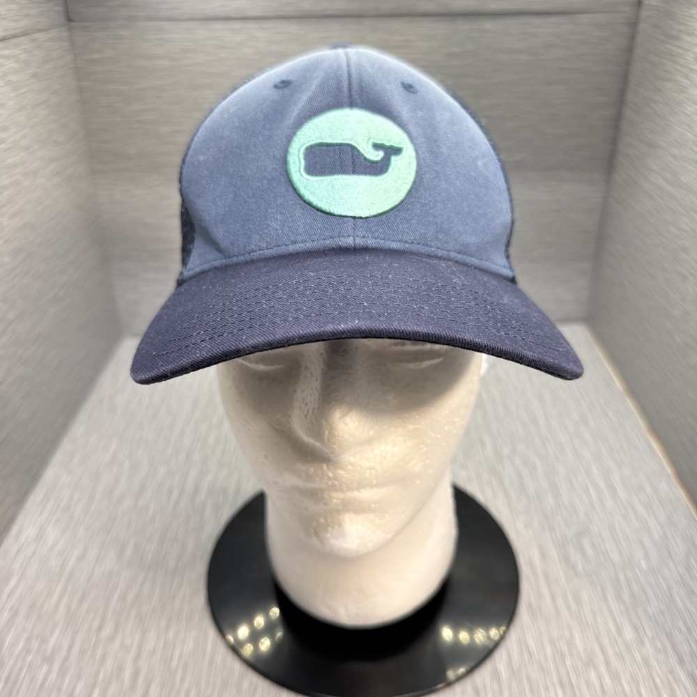 Vineyard Vines Navy Blue Whale Logo Trucker Hat Mesh Back Adjustable Cap
